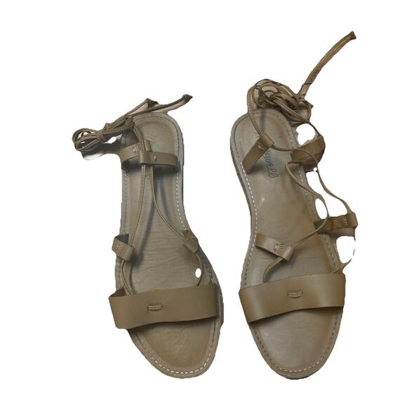 Madewell Women’s 8.5 Gladiator Lace Up Tan Sandals Strappy Boho Retro Costal - Picture 1 of 6